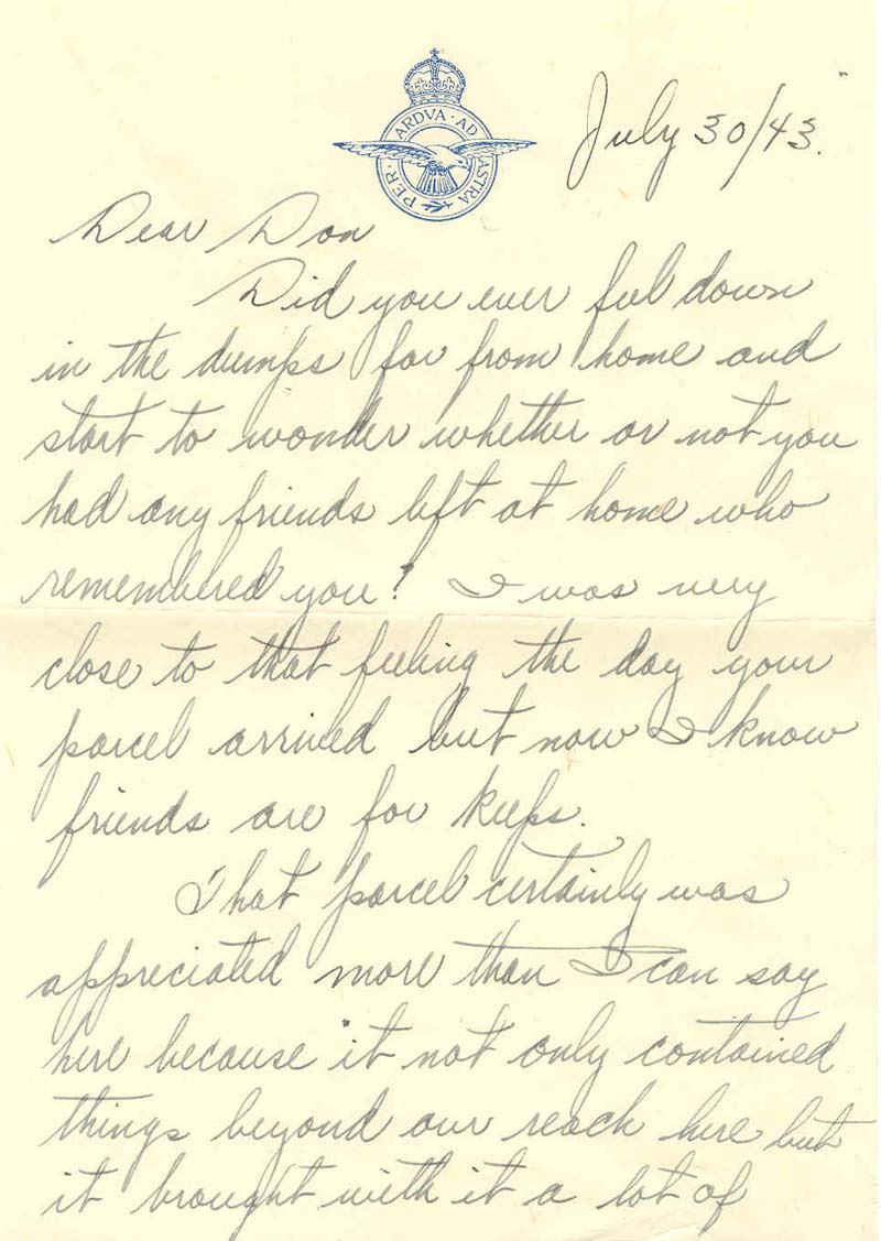 W. Jack Taylor to Donald Hume Anderson, July 30, 1943 (Page 1)