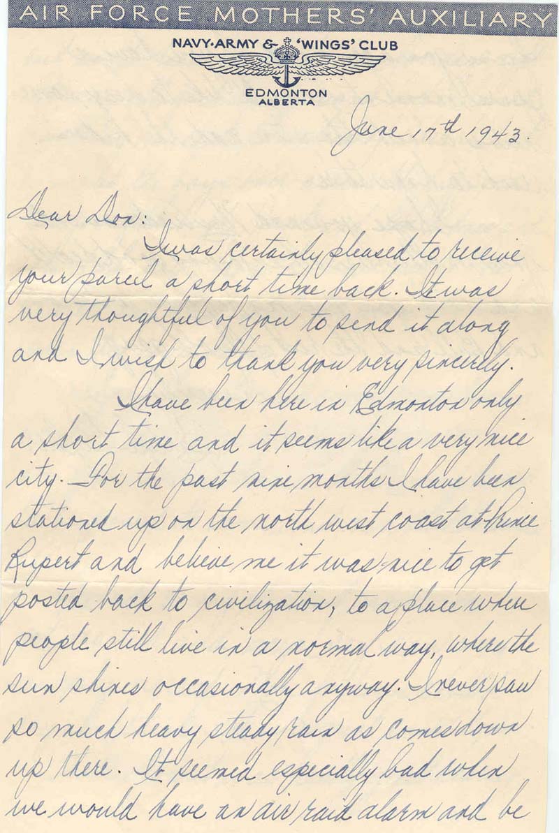 Corporal Carlyle R. Taylor to Donald Hume Anderson, June 17, 1943 (Page 1)
