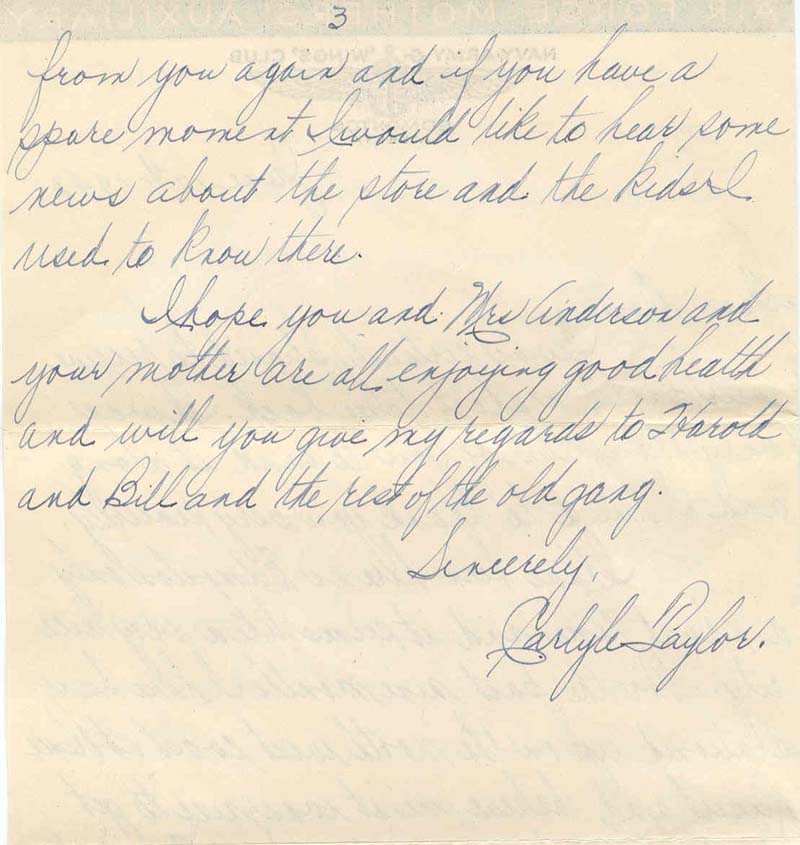 Corporal Carlyle R. Taylor to Donald Hume Anderson, June 17, 1943 (Page 3)
