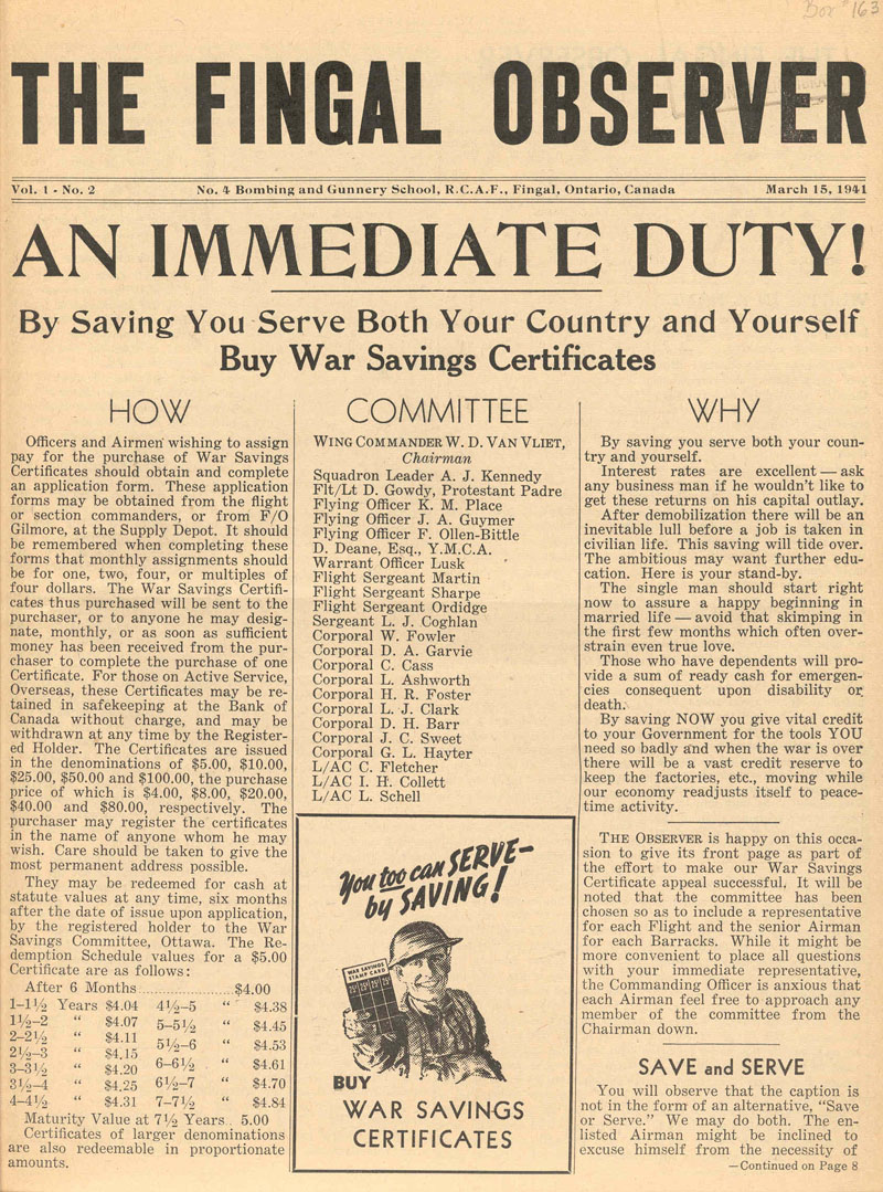 Fingal Observer: March 15, 1941
