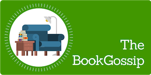 reading chair on green background, the book gossip logo