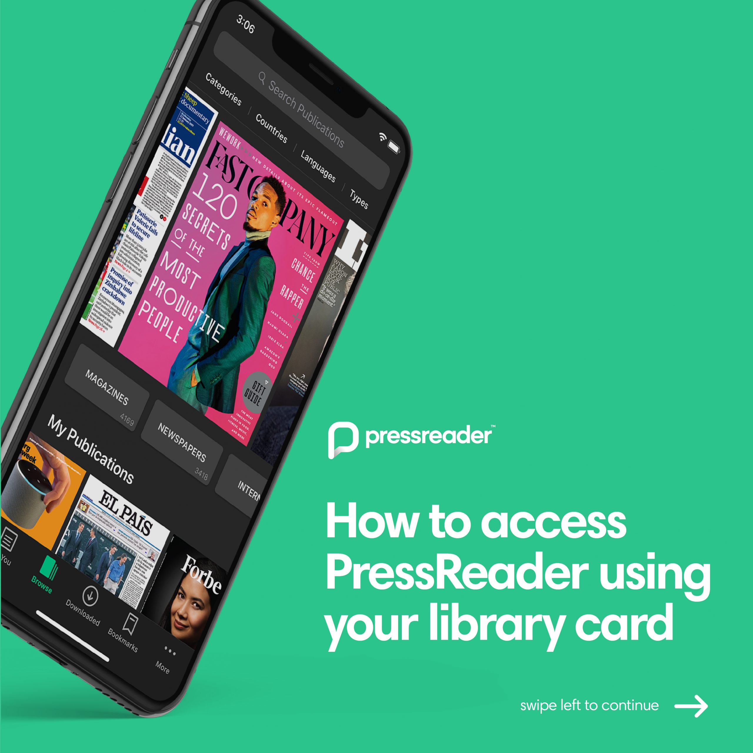 graphic with the words how to access PressReader using your library card that links to PressReader catalogue