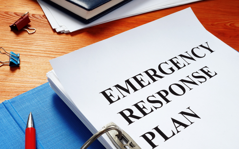 Paper that says "Emergency Response Plan"
