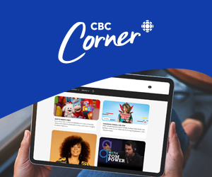 CBC Corner logo and image of platform on a tablet