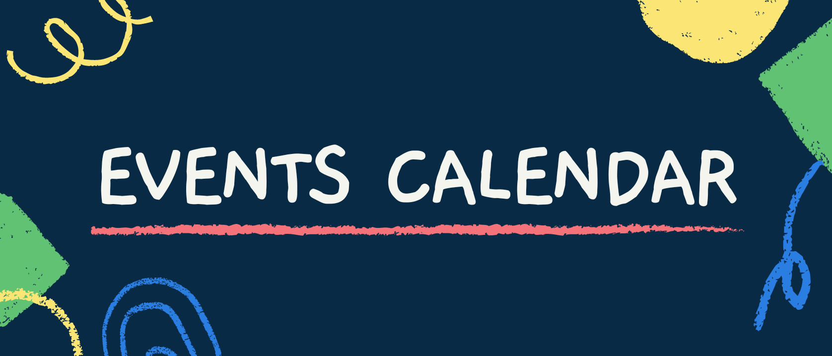 Events Calendar on dark background
