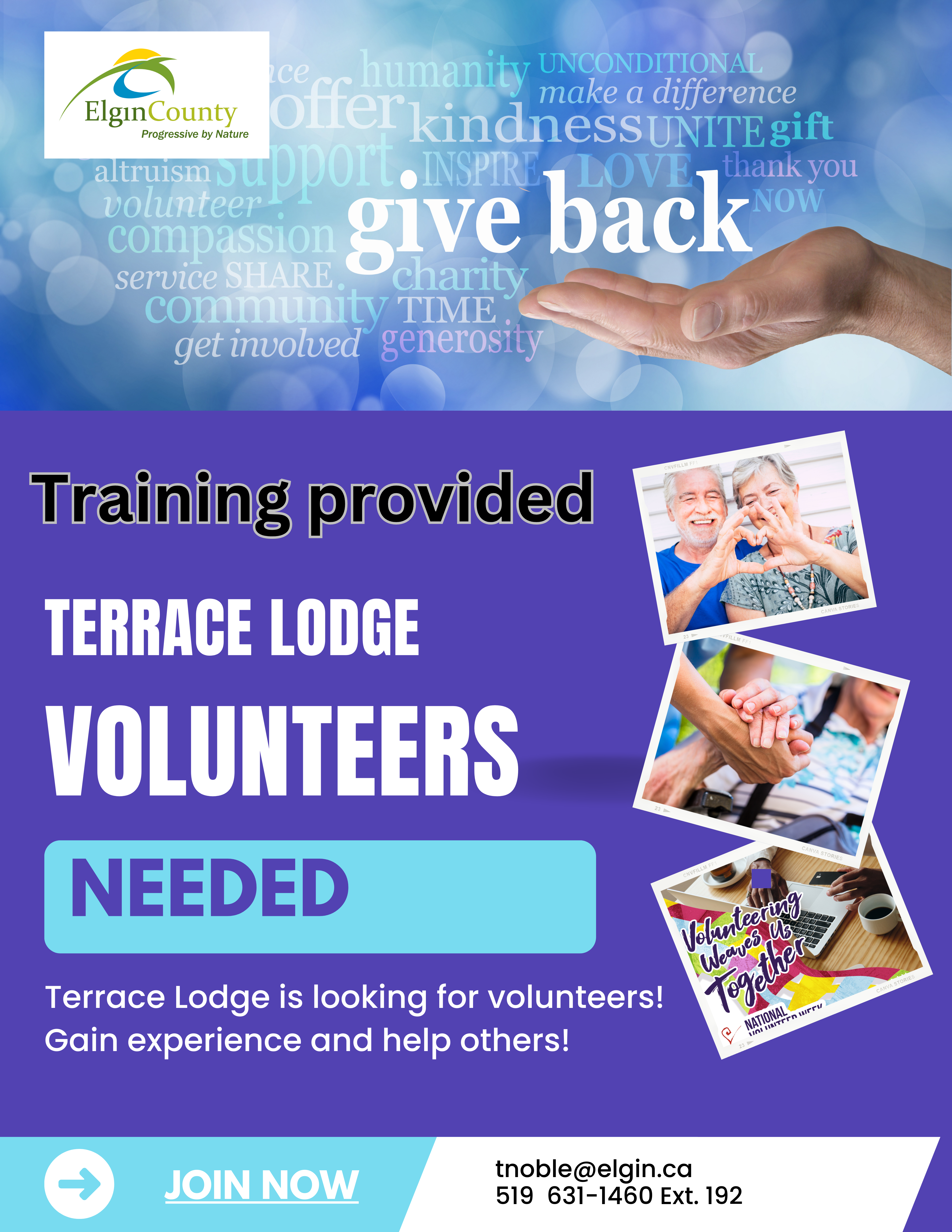 Volunteer recruitment poster for Terrace Lodge